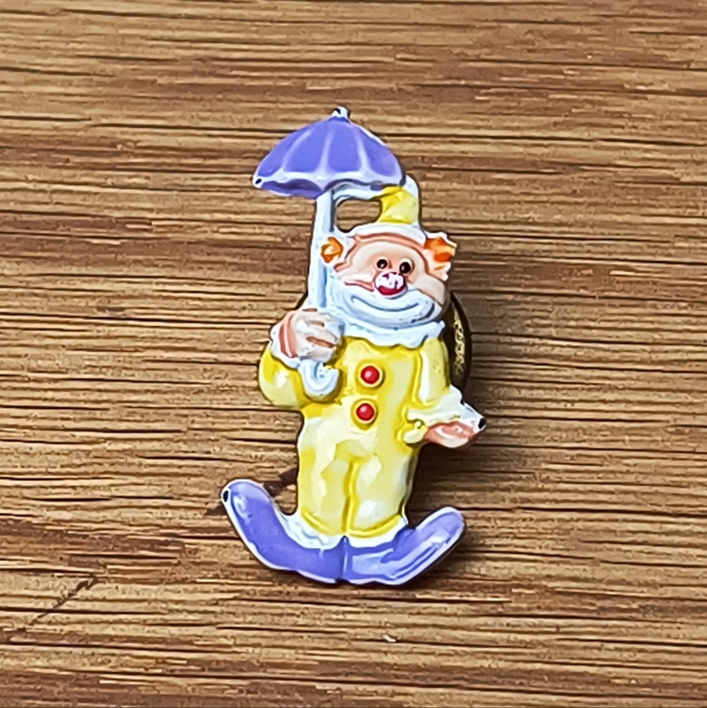 Colorful Clown Brooch With Umbrella